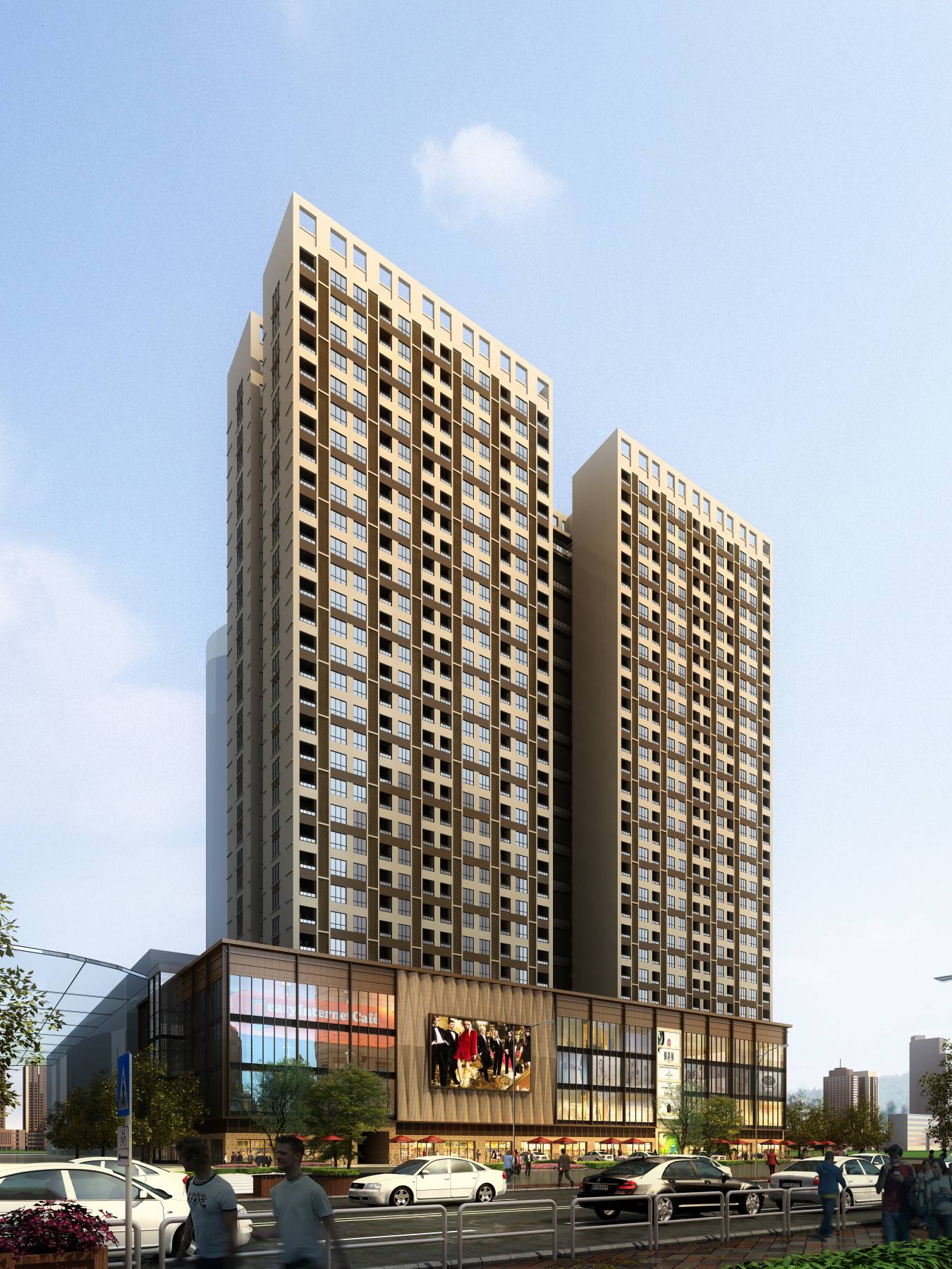 现代高层商业住宅楼