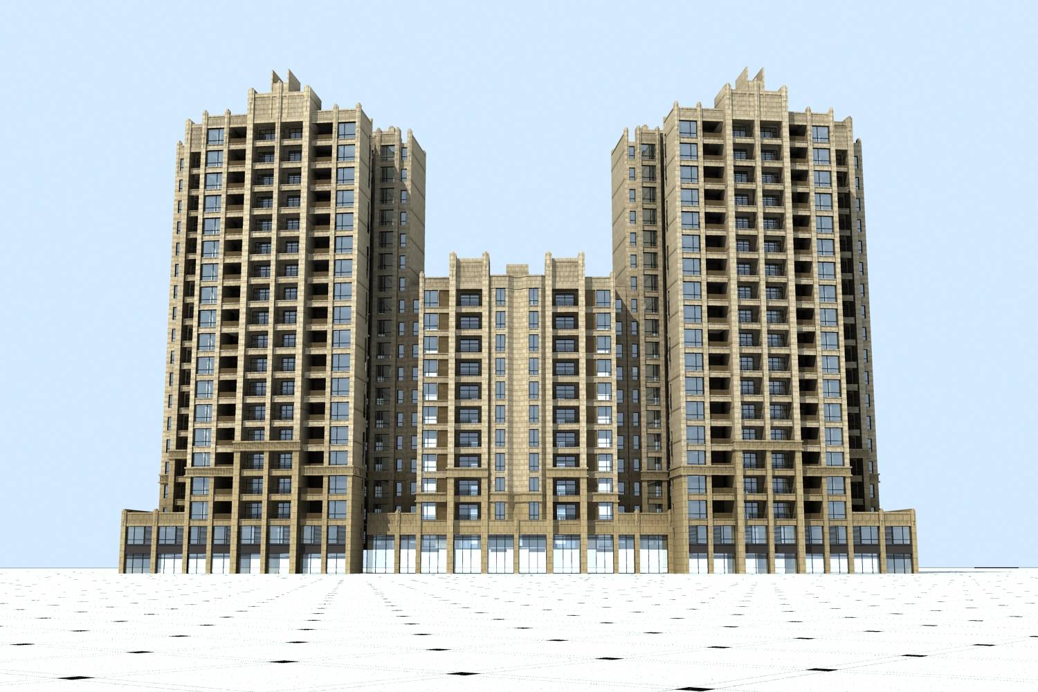 简欧风格高层商业住宅楼