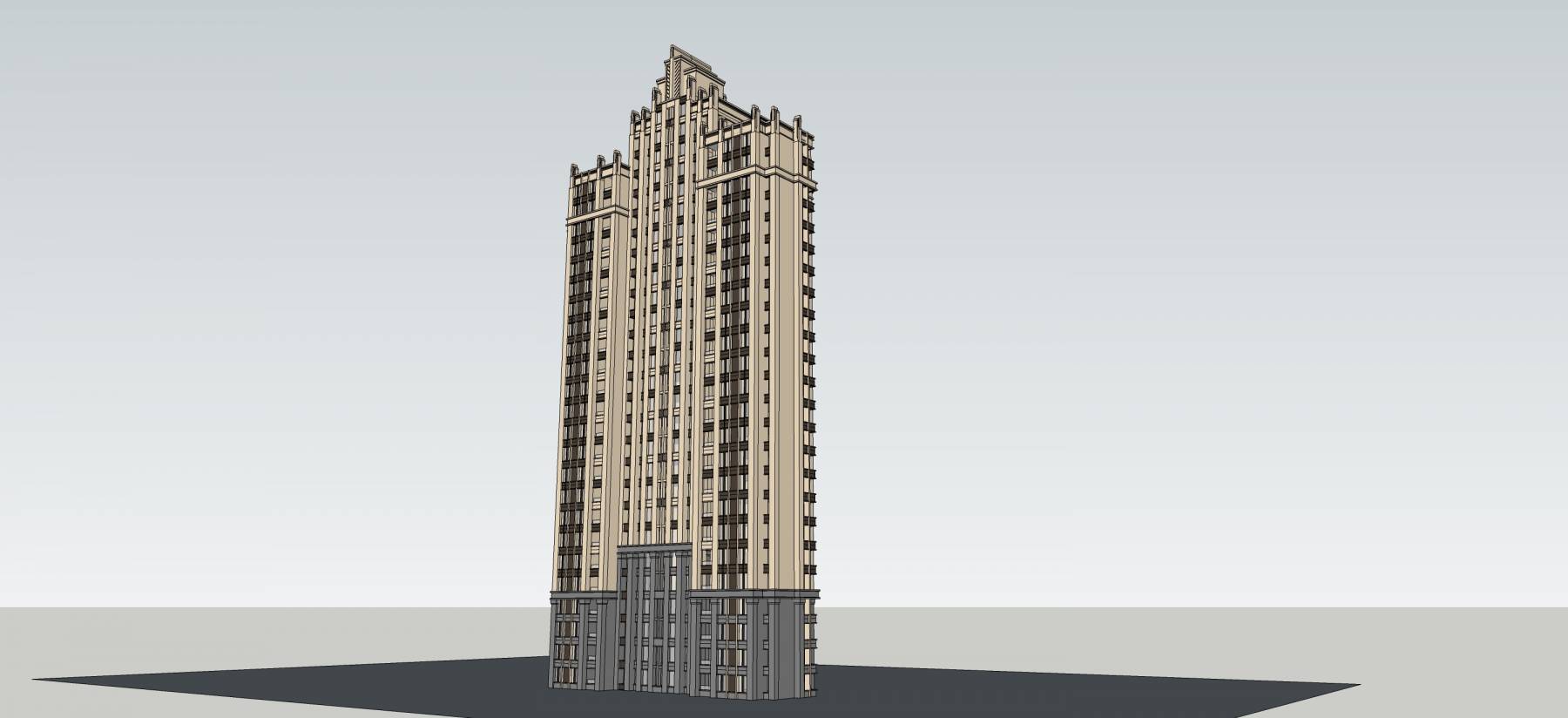 ART-DECO风格高层住宅小区su模型下载-光辉城市
