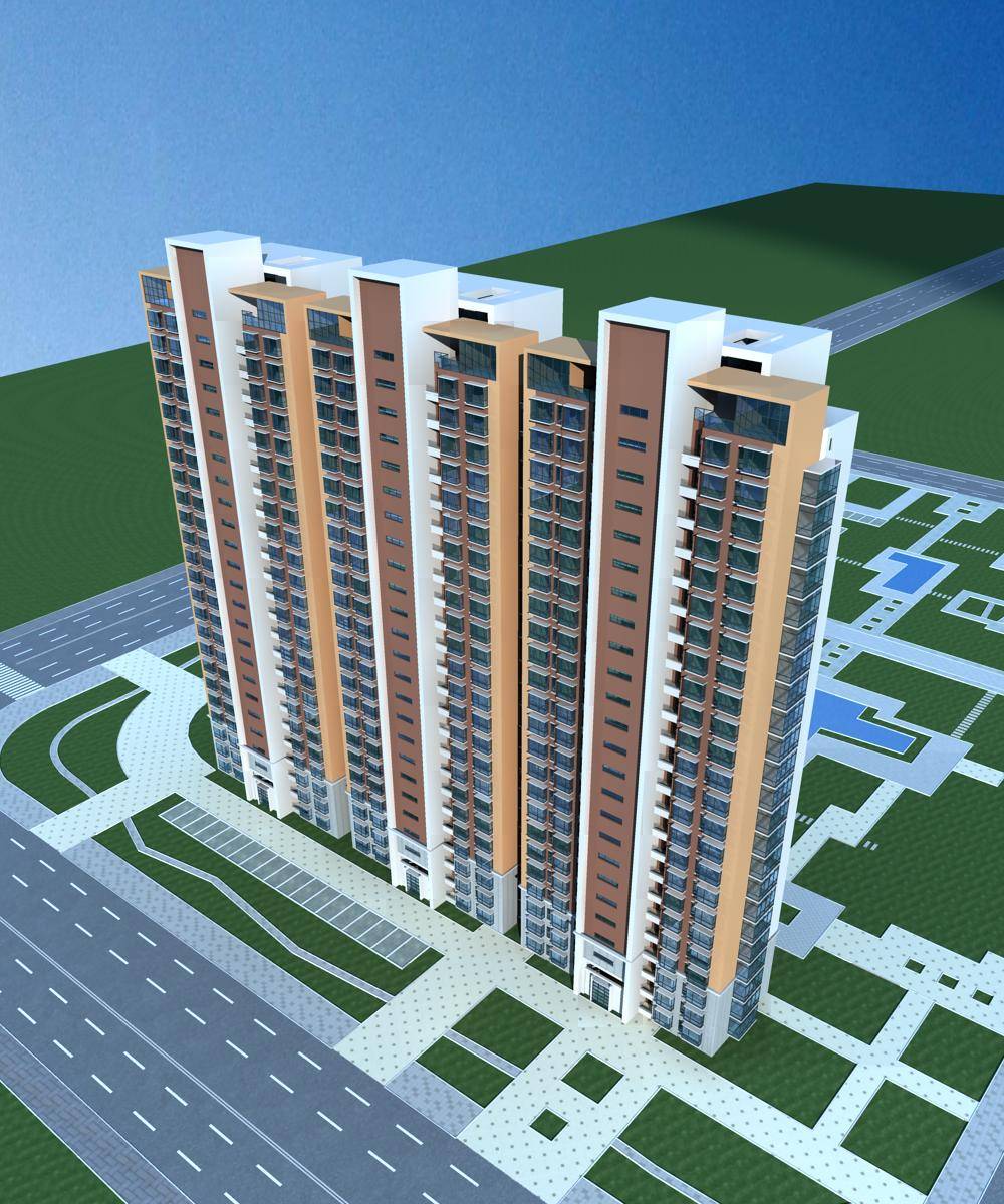 现代高层住宅楼