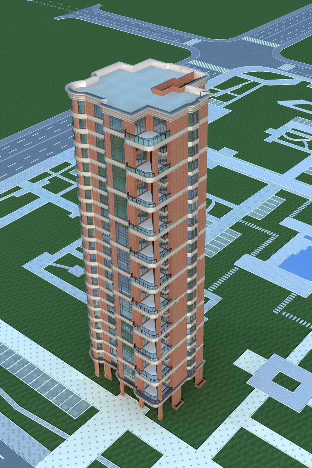 现代高层住宅楼