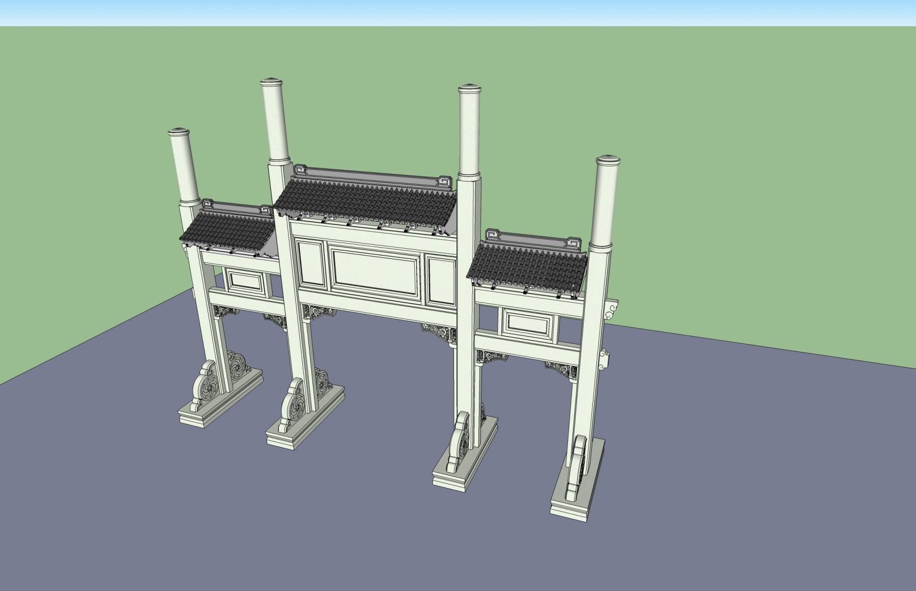 牌坊su模型下载