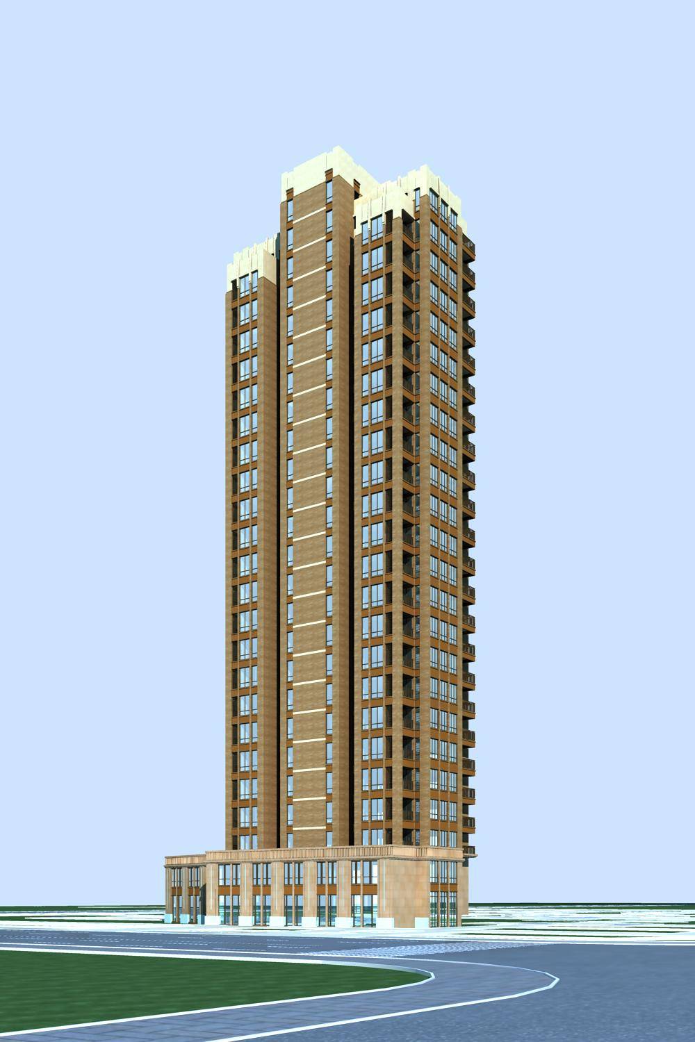 简欧风格高层商业住宅楼