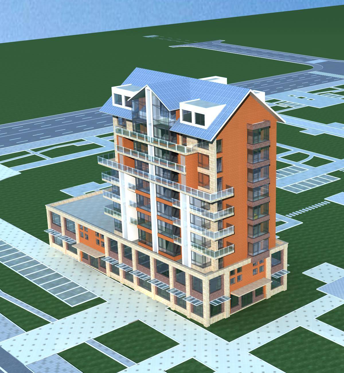 现代小高层住宅楼3dmax 模型下载-光辉城市