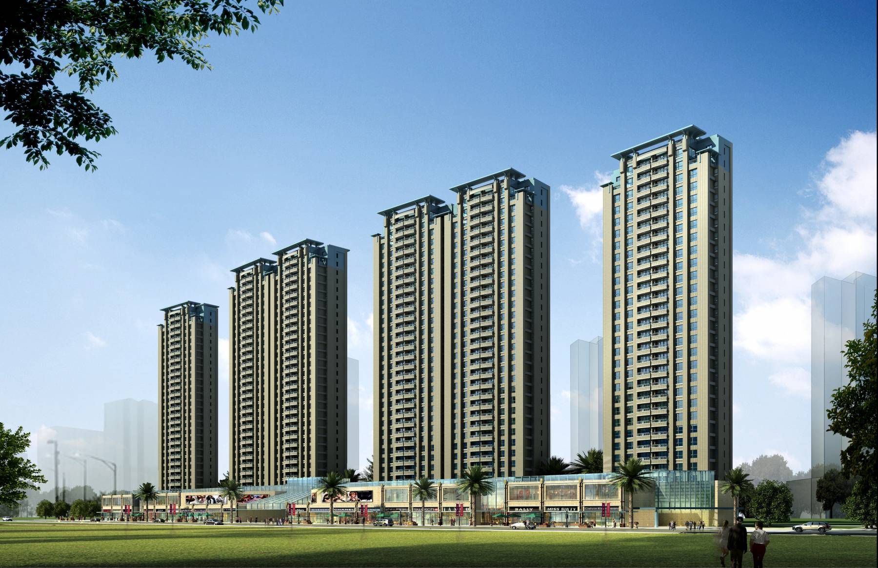 现代高层商业住宅楼