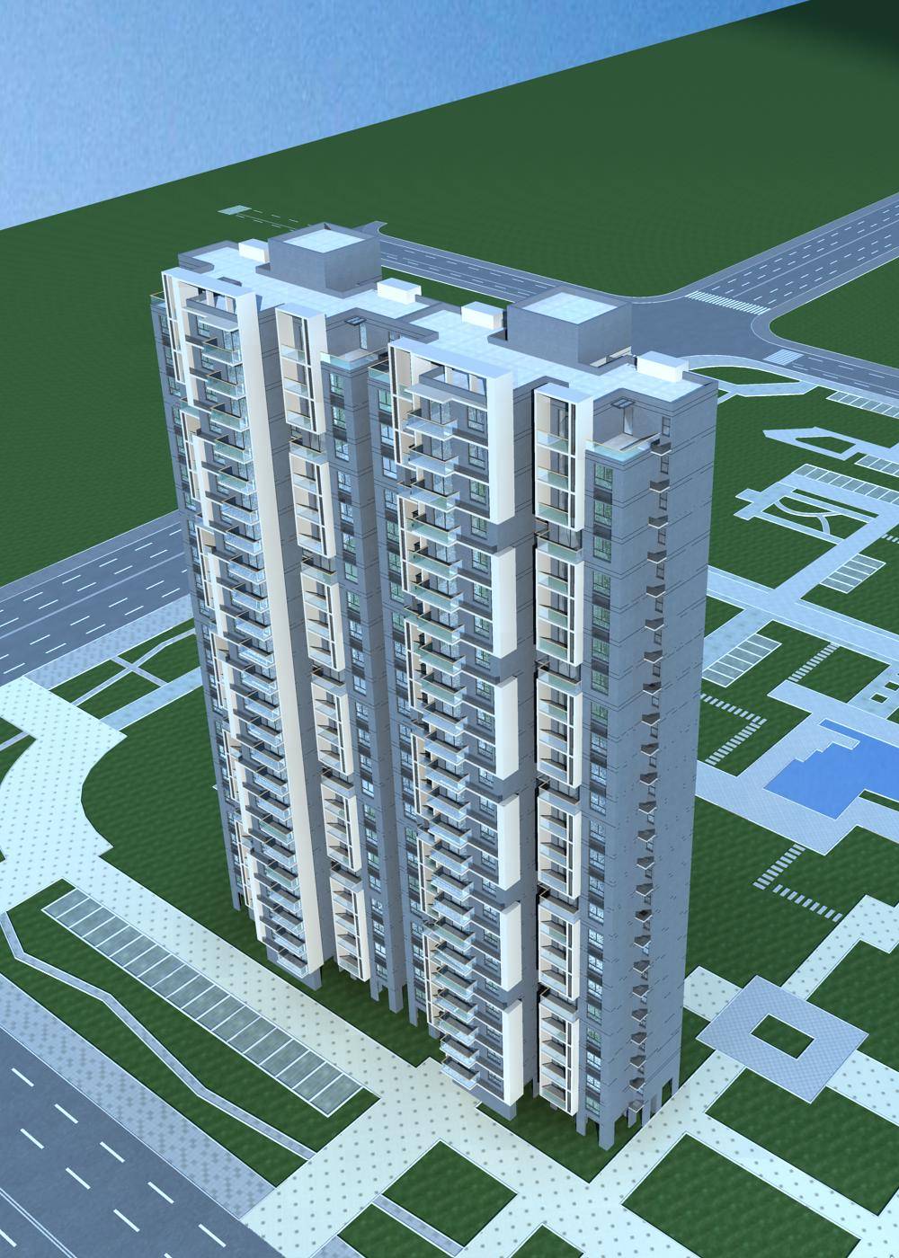 现代高层住宅楼