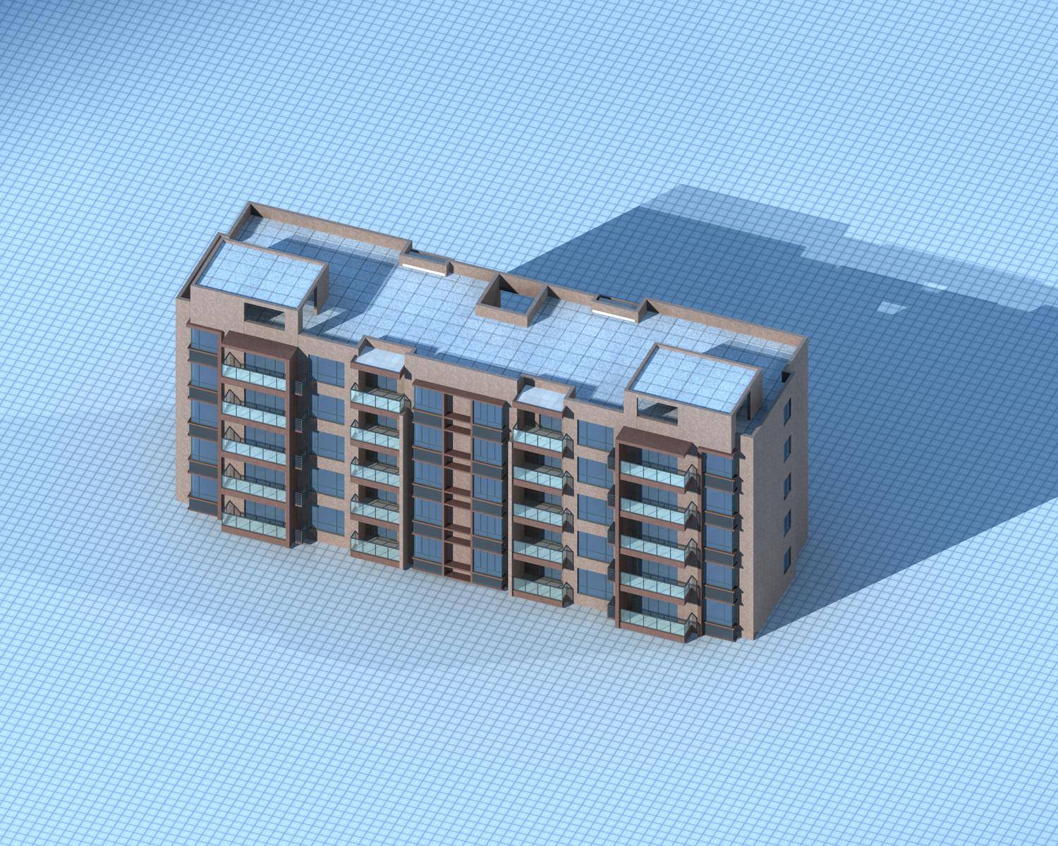 现代多层住宅楼