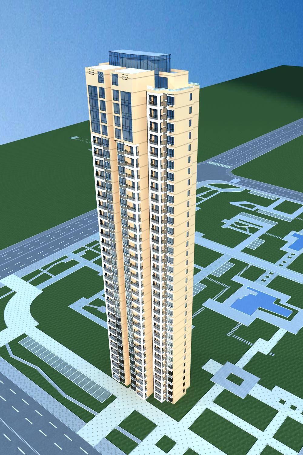 现代高层住宅楼