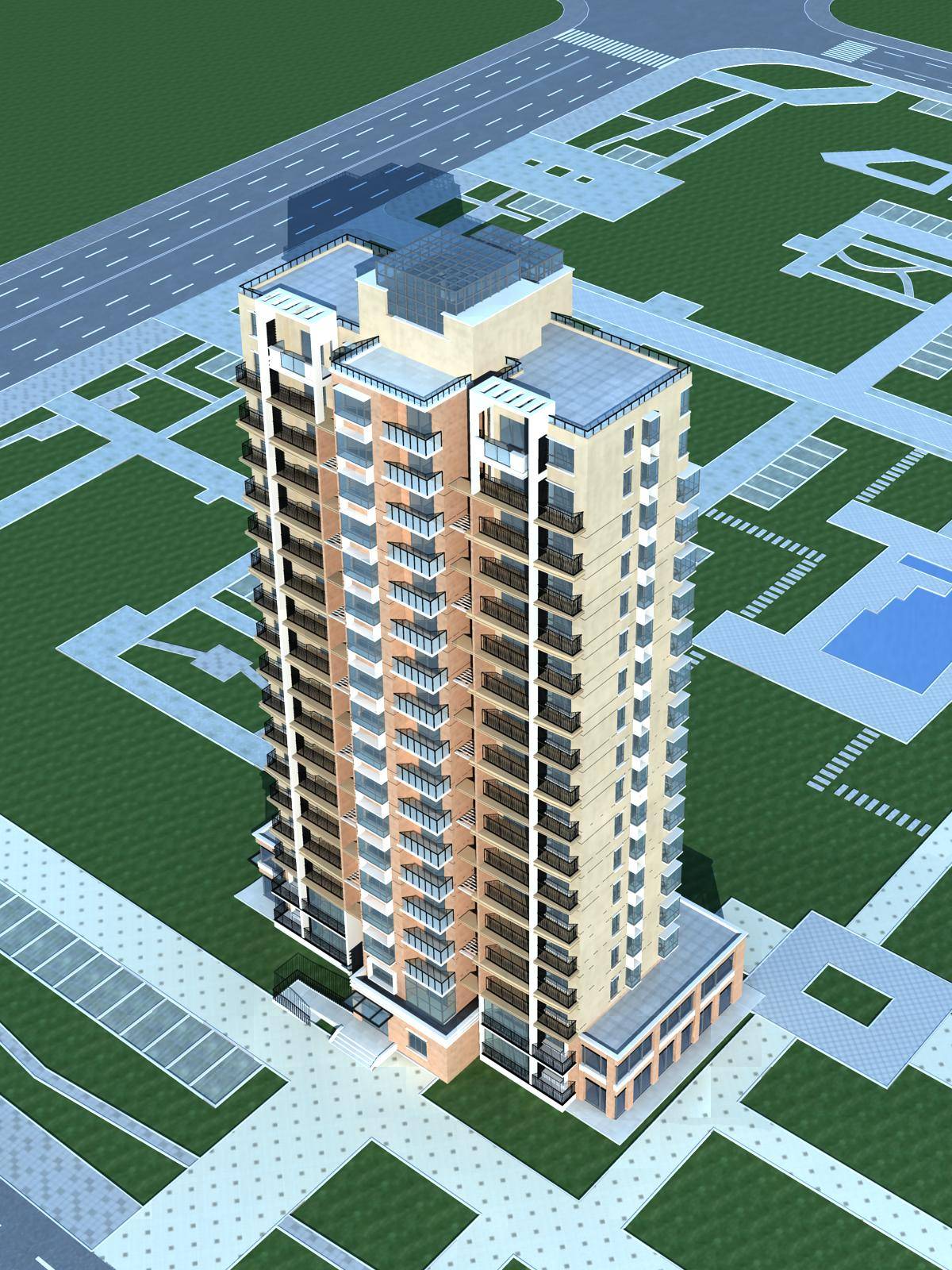 现代高层商业住宅楼