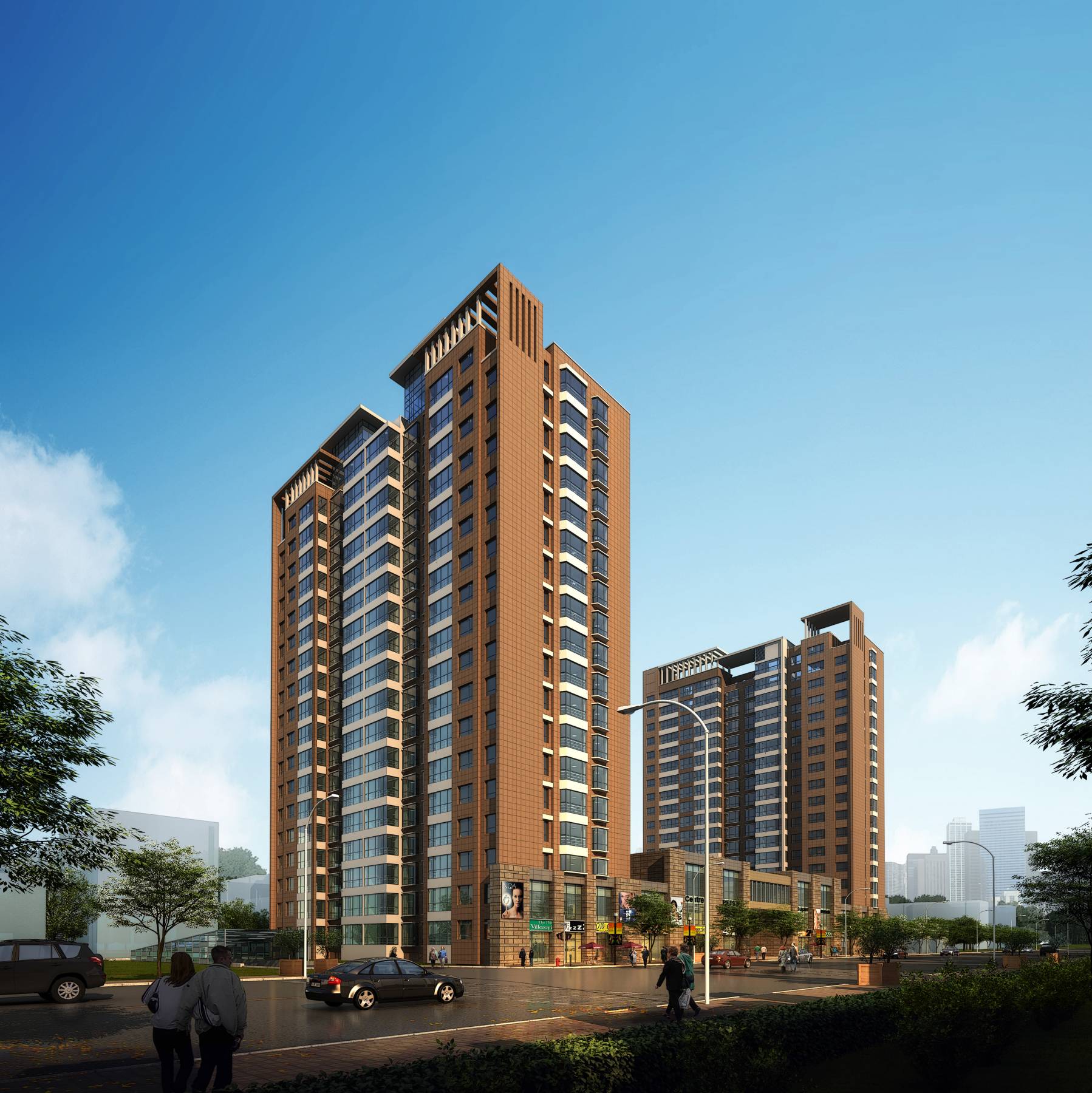 现代高层商业住宅楼