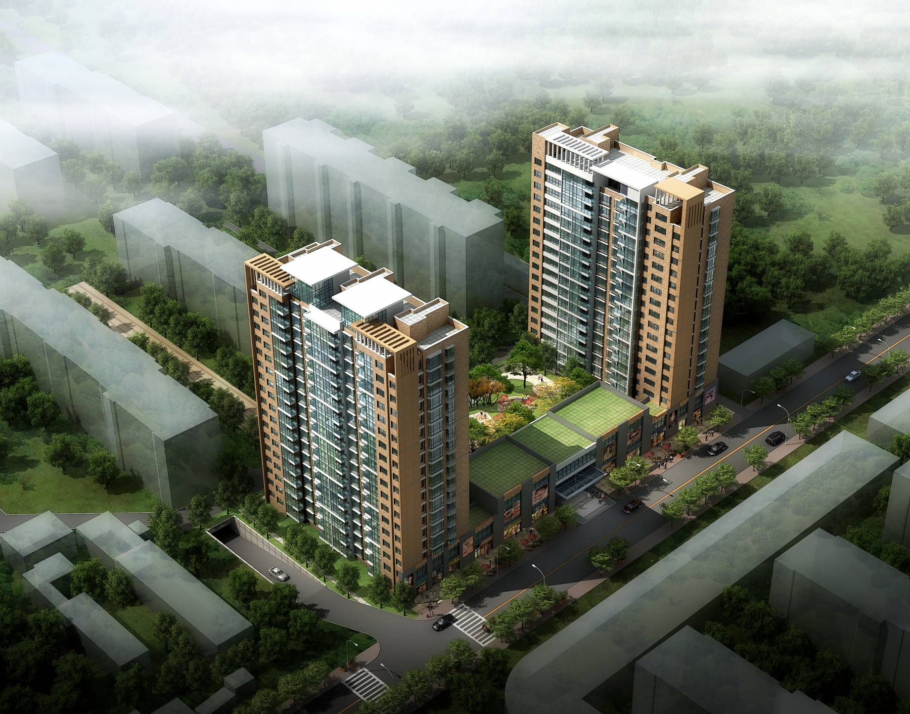 现代高层商业住宅楼