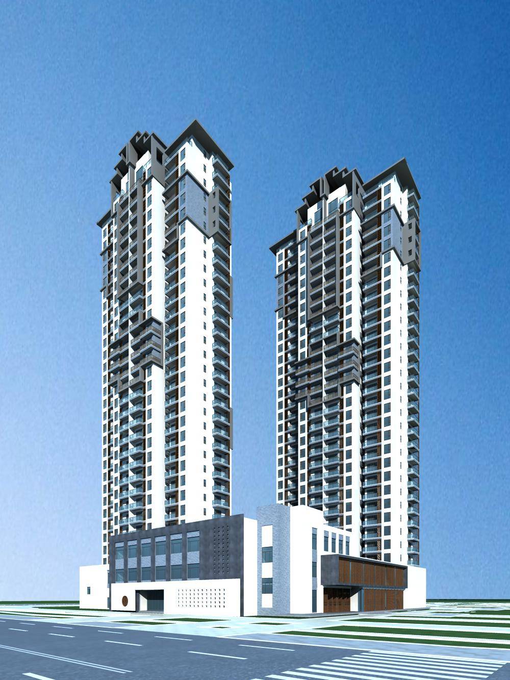 新中式高层商业住宅楼