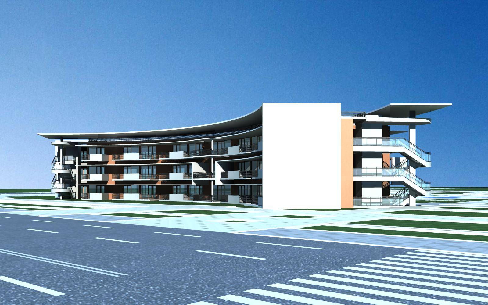 现代多层住宅楼