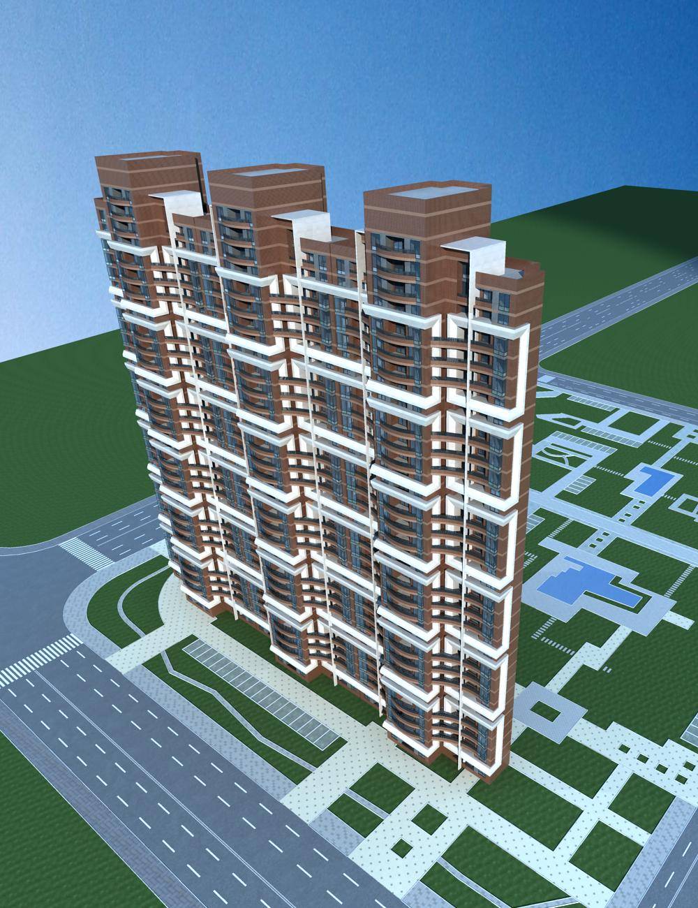 现代高层住宅楼