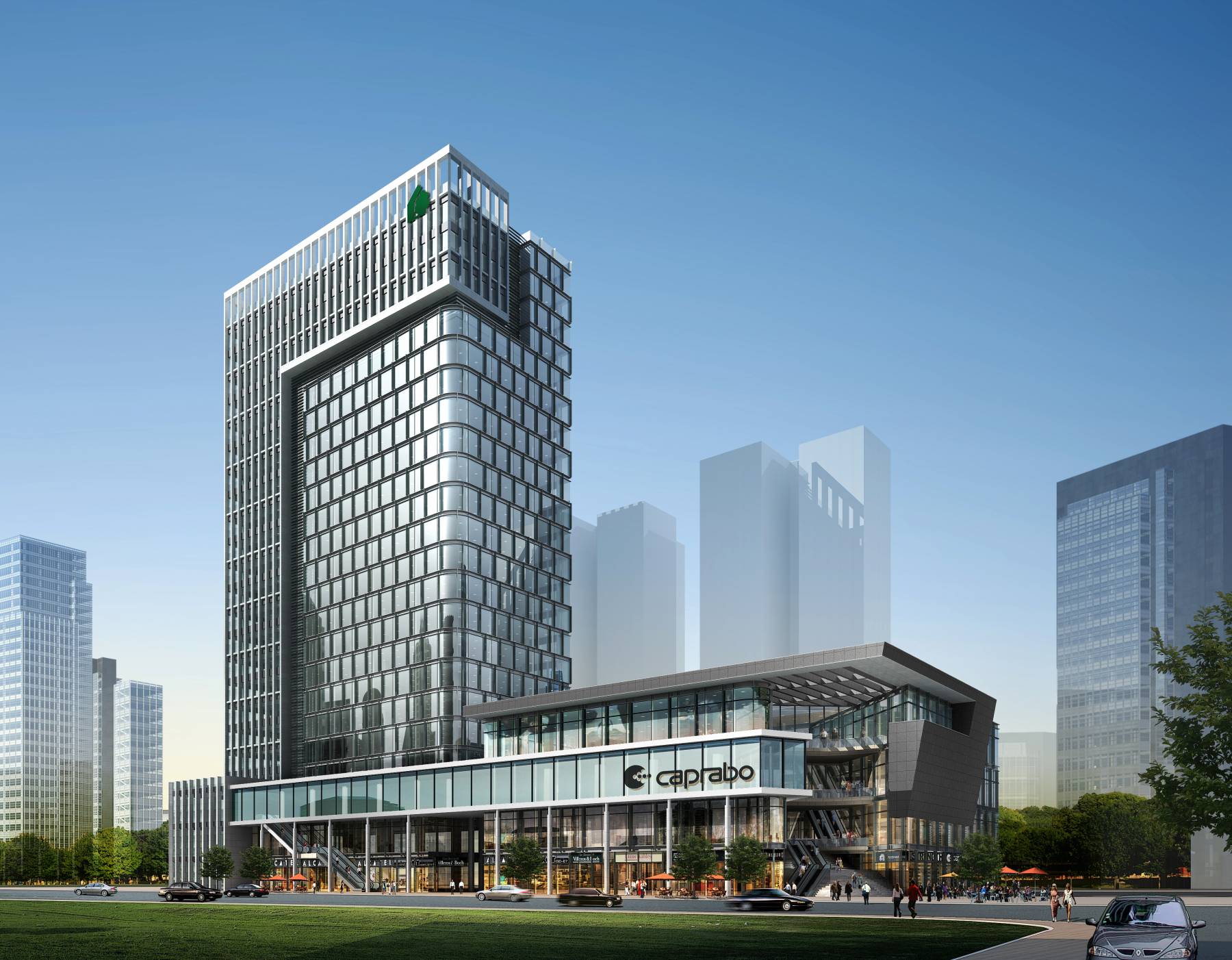 现代多层办公楼3dmax 模型下载-光辉城市