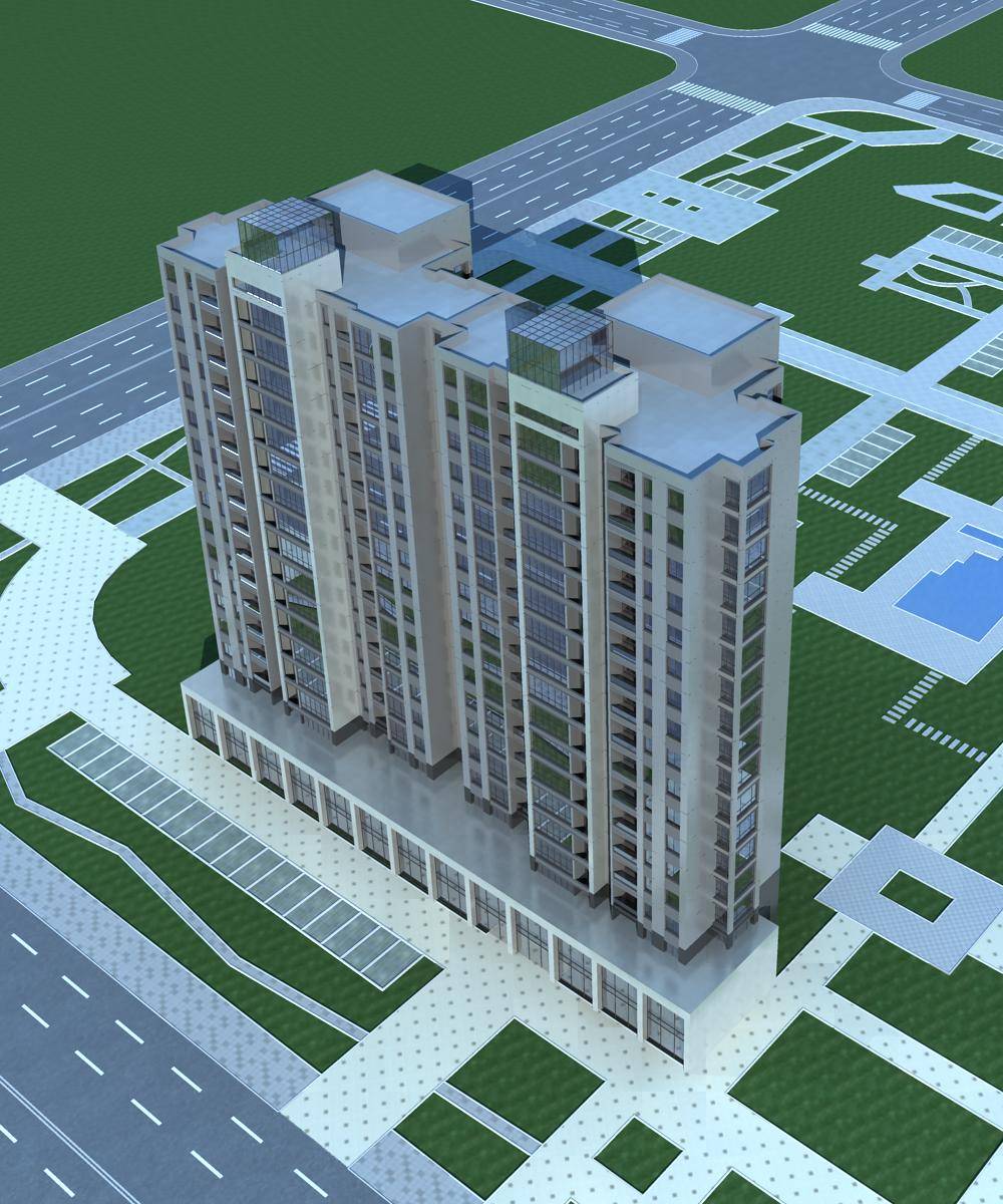 现代高层商业住宅楼