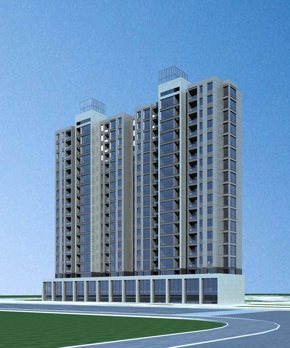 现代高层商业住宅楼