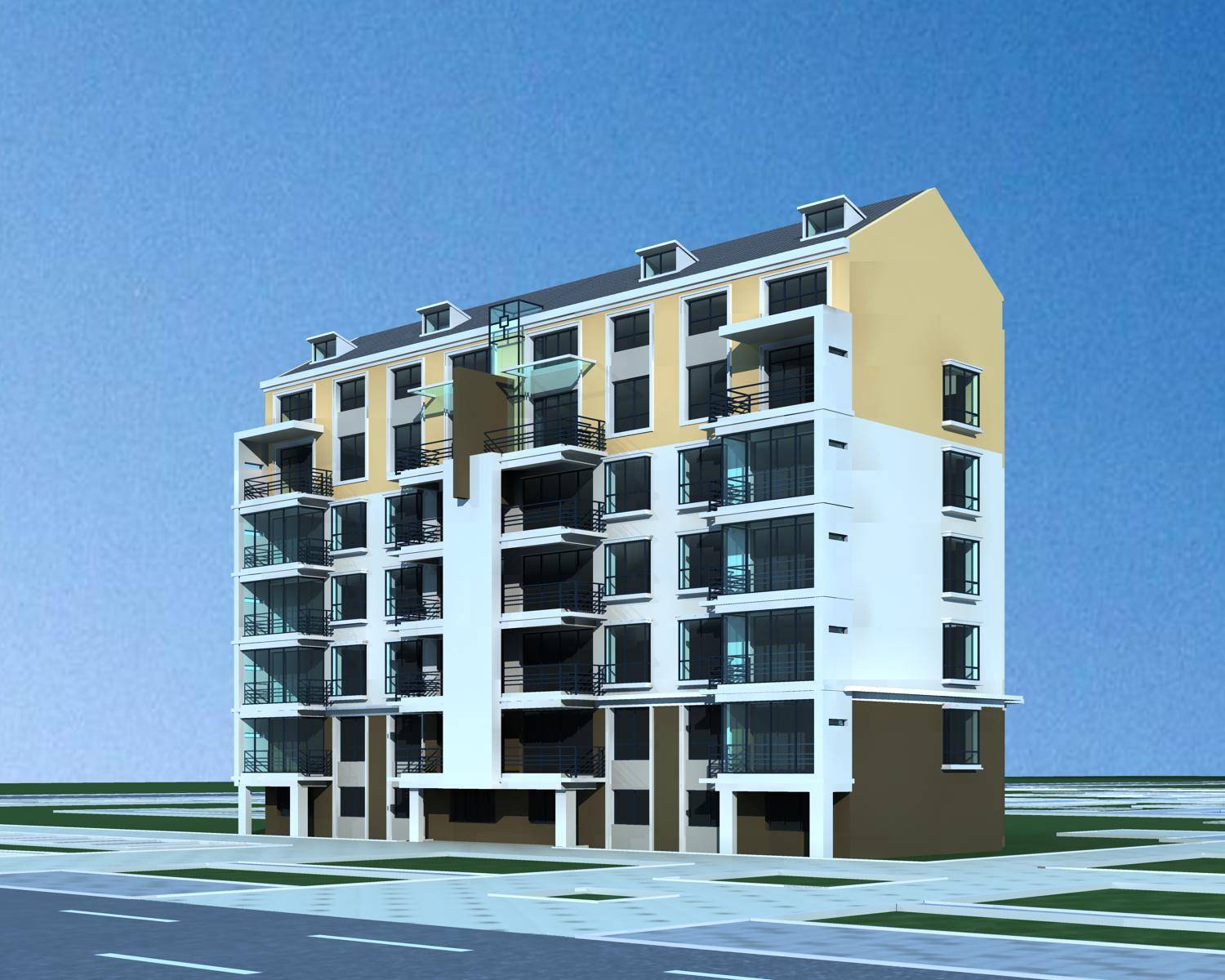 六层现代住宅楼3dmax 模型下载-光辉城市