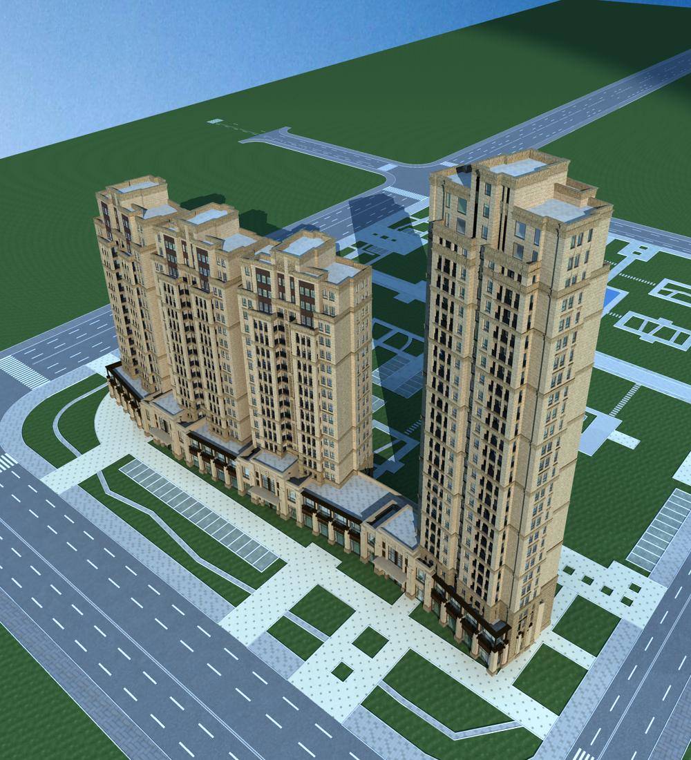 简欧风格高层商业住宅楼