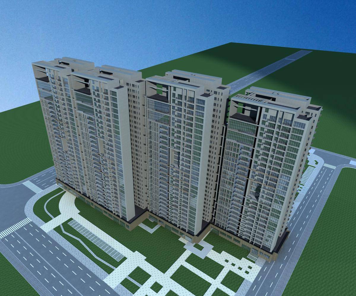 现代高层商业住宅楼