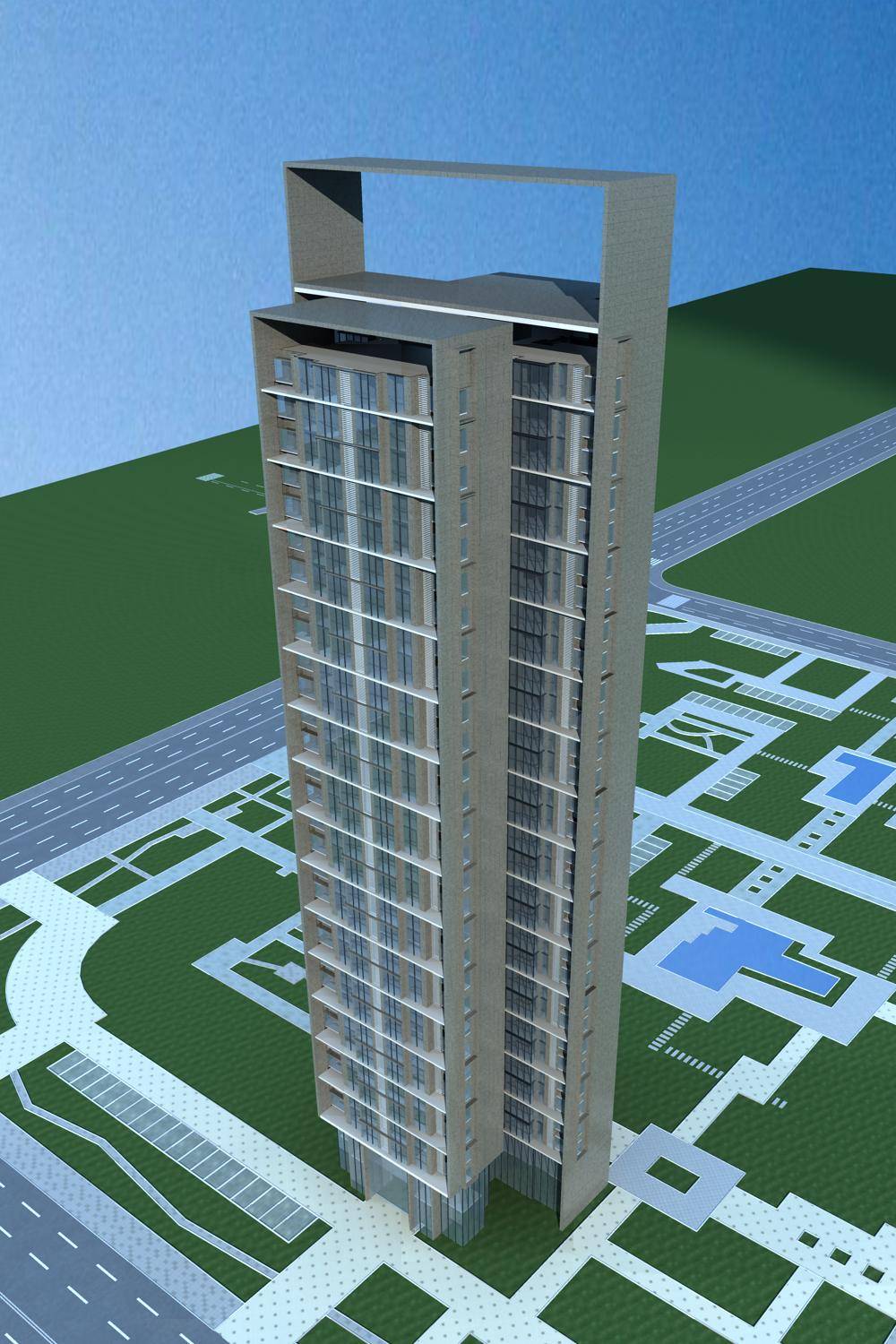 现代高层住宅楼