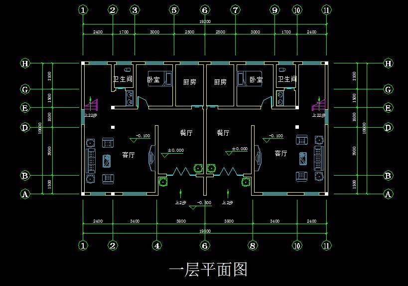 现代双拼别墅平面图