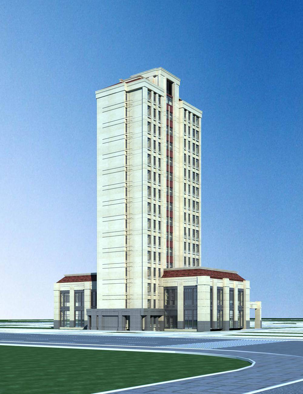 简欧风格高层商业住宅楼
