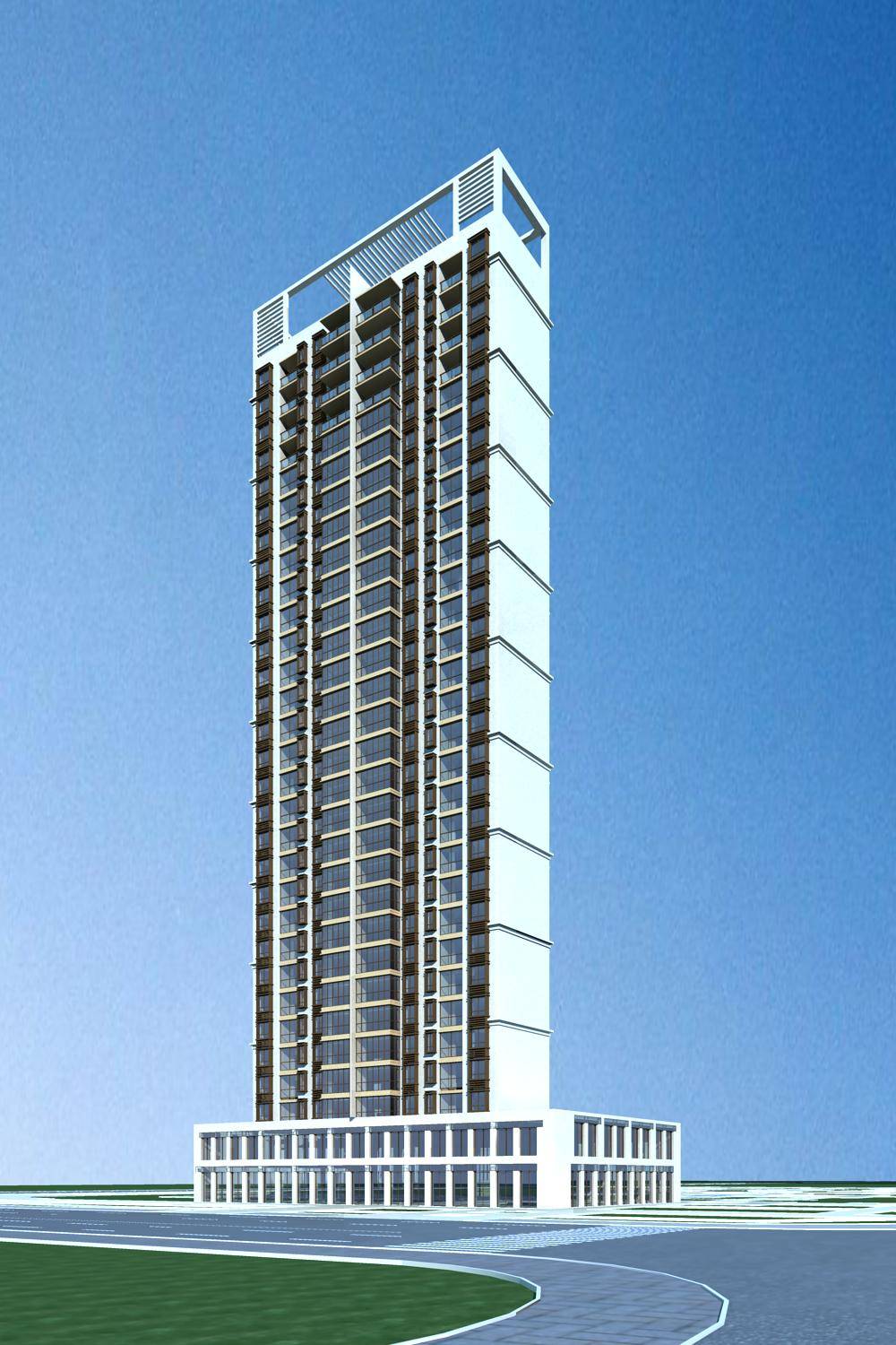 现代高层商业住宅楼