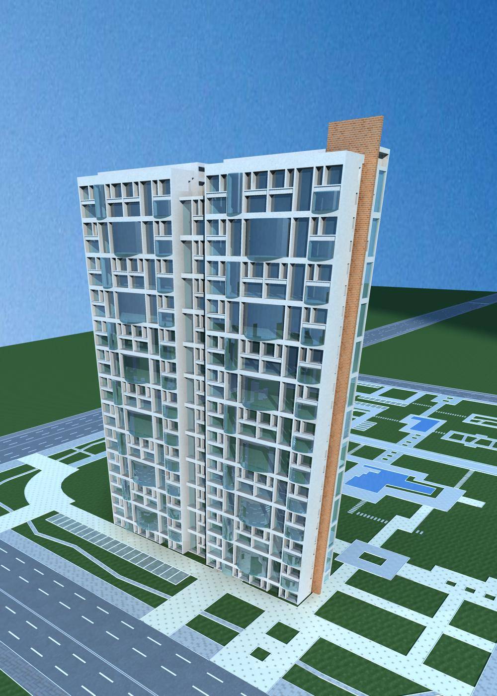 现代高层住宅楼