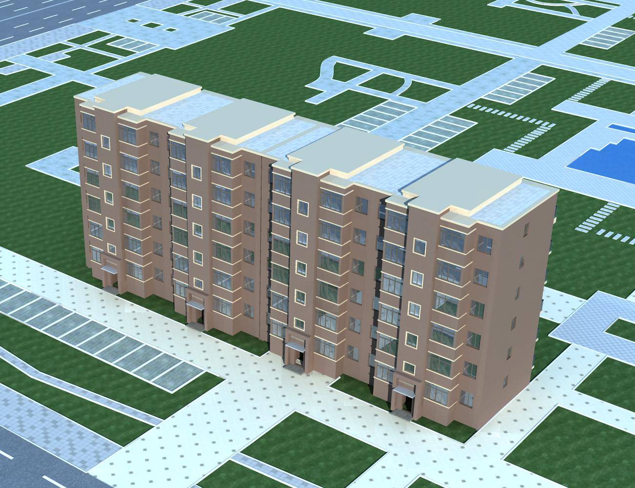 现代多层住宅楼