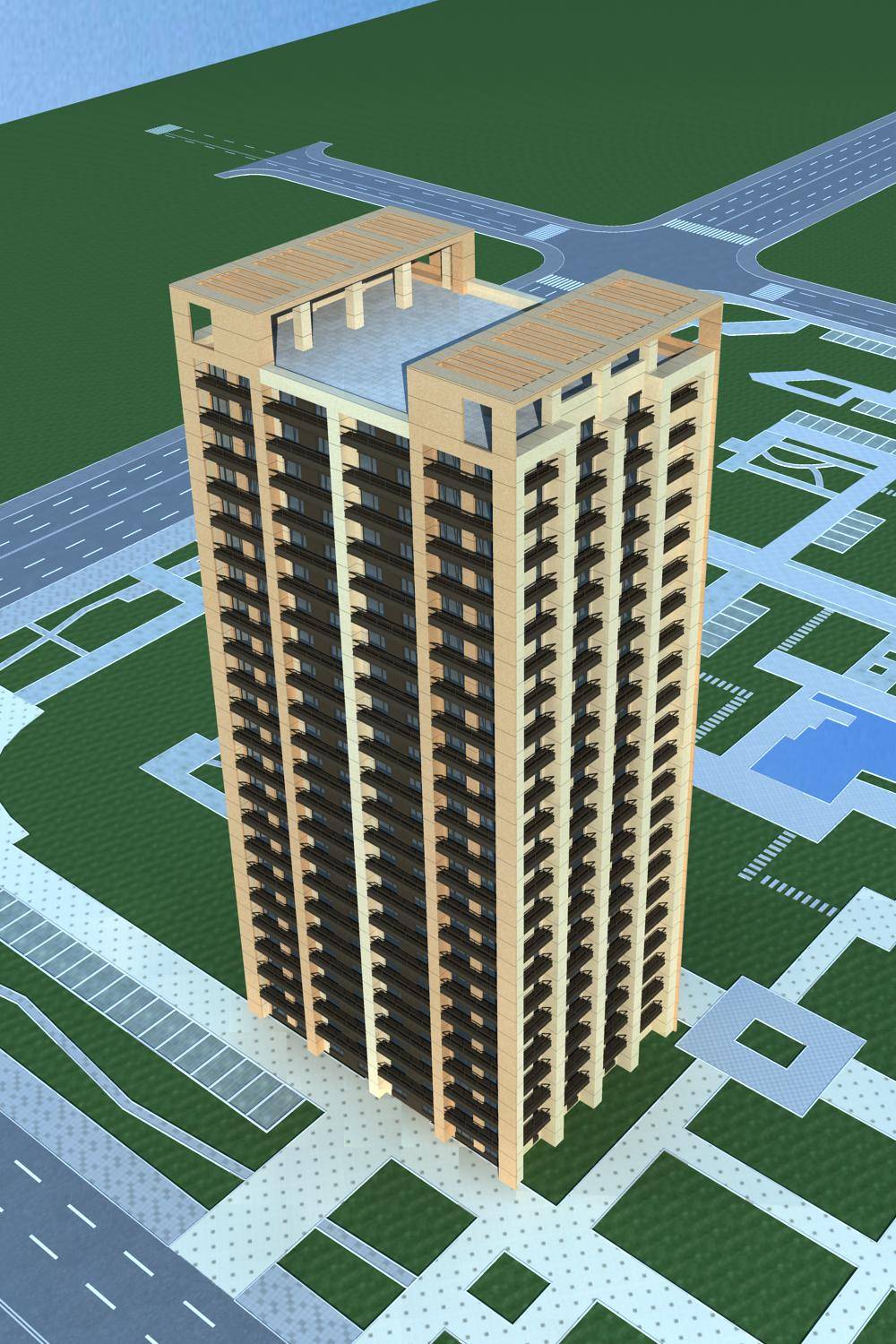现代高层住宅楼