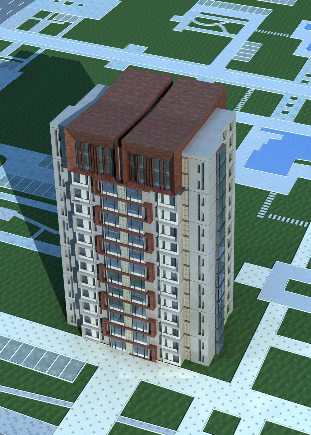 现代高层住宅楼