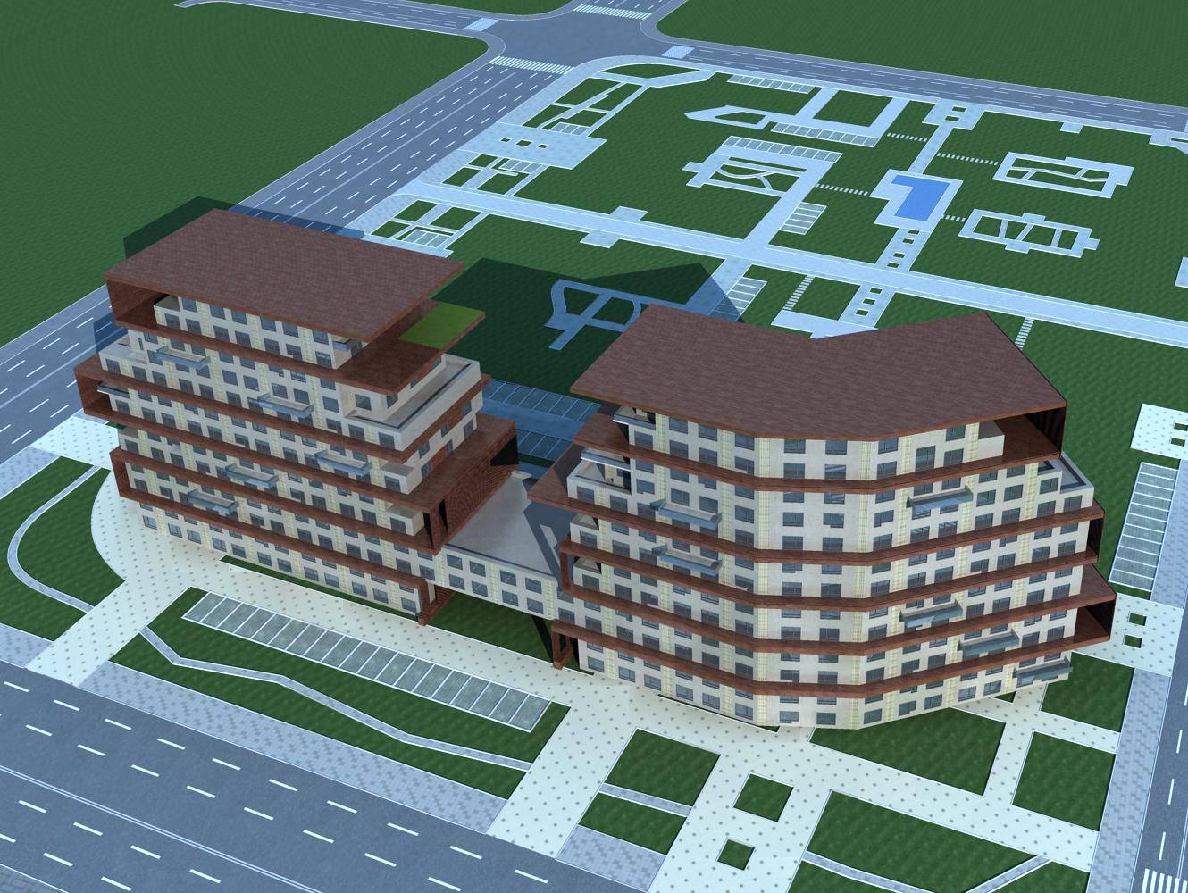 现代小高层住宅楼