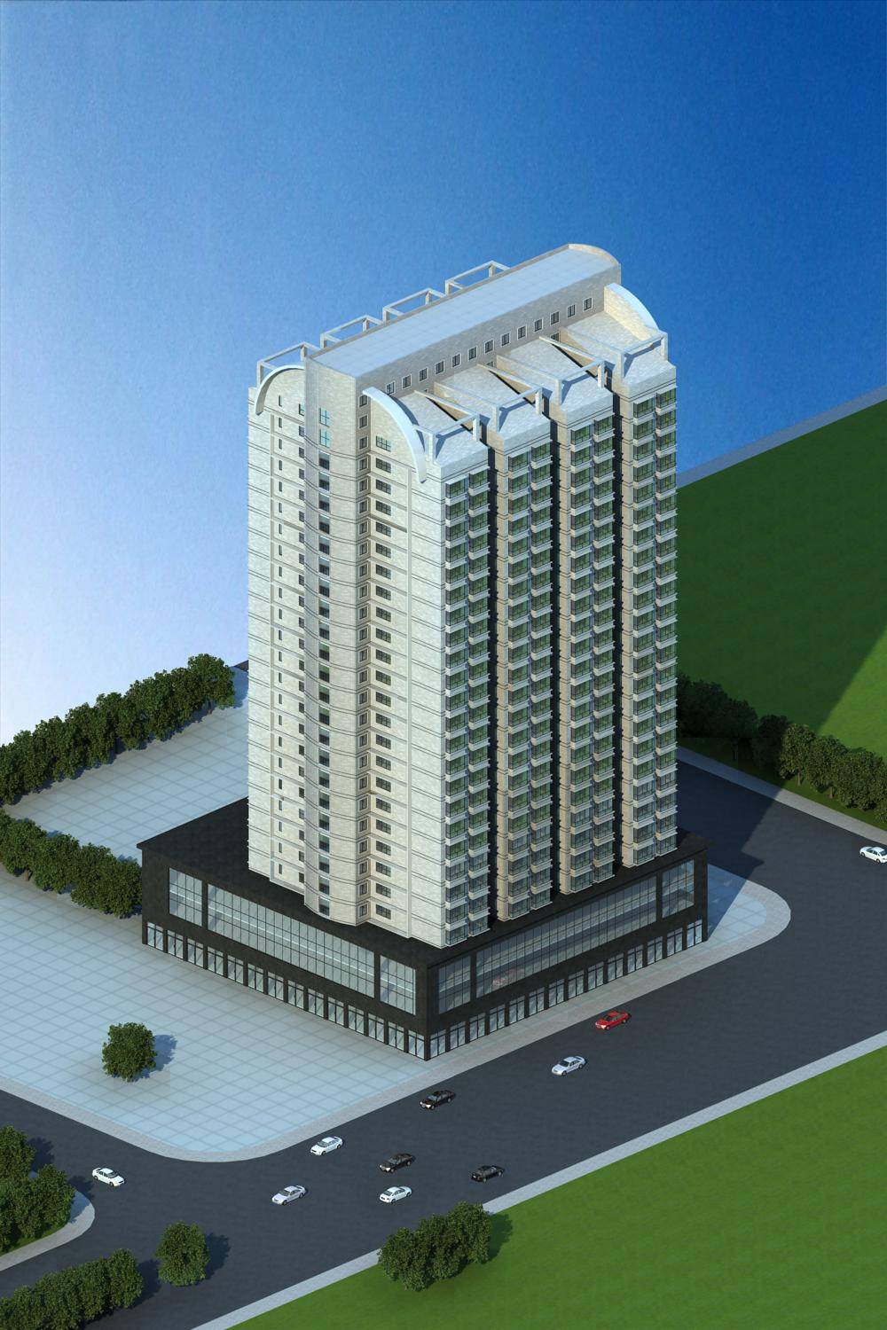 现代高层商业住宅楼