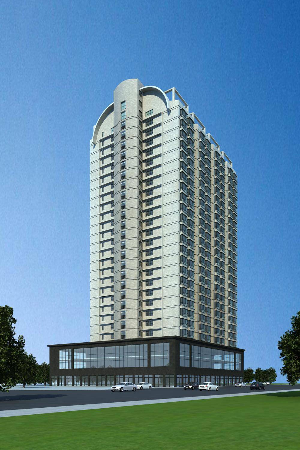 现代高层商业住宅楼