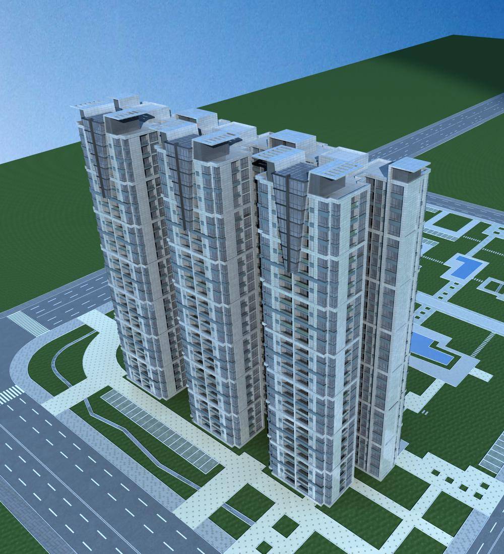 现代高层住宅楼