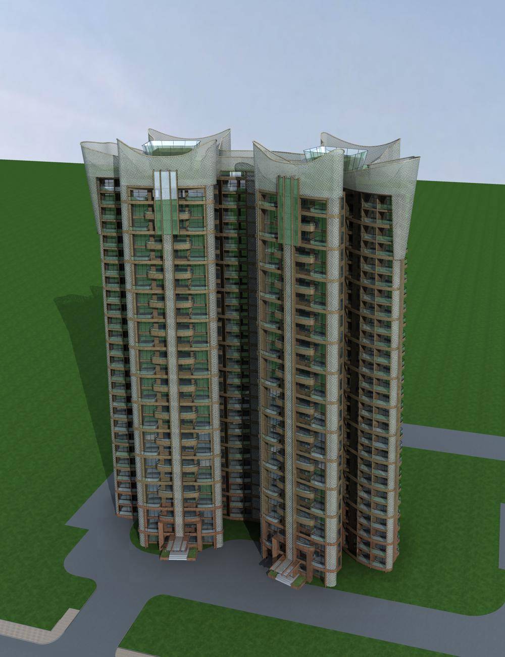 现代高层住宅楼
