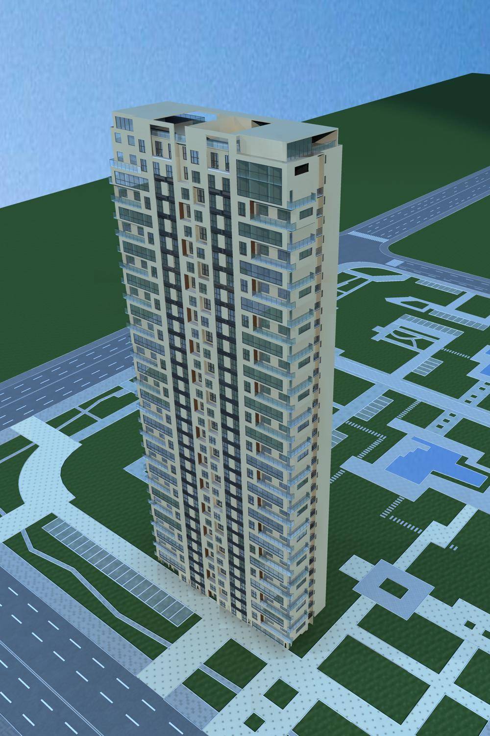 现代高层住宅楼