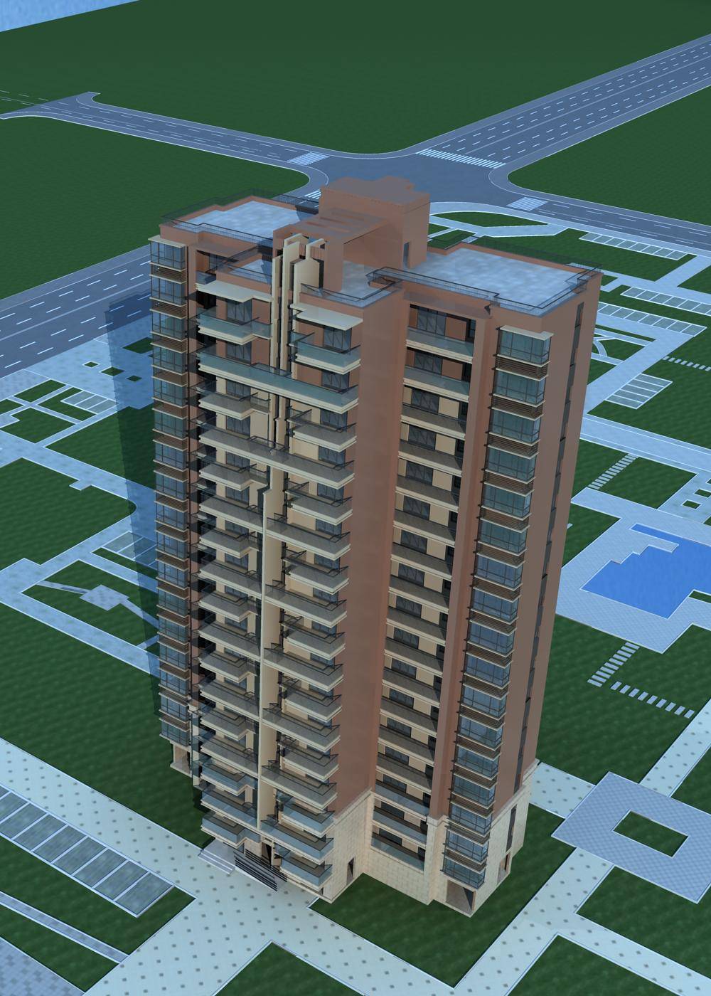 现代高层住宅楼