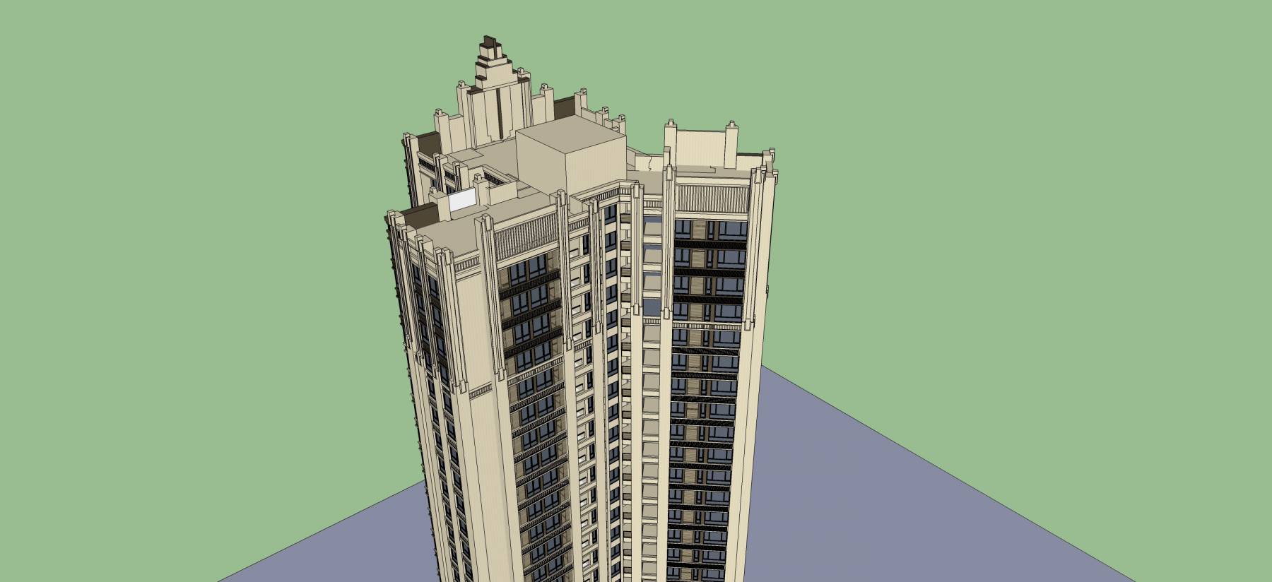 ART-DECO风格高层住宅小区su模型下载-光辉城市