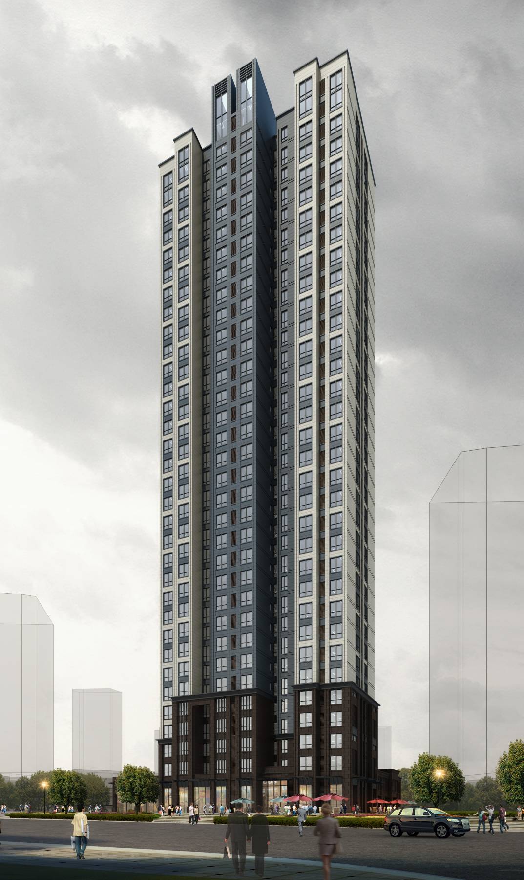 现代高层商业住宅楼
