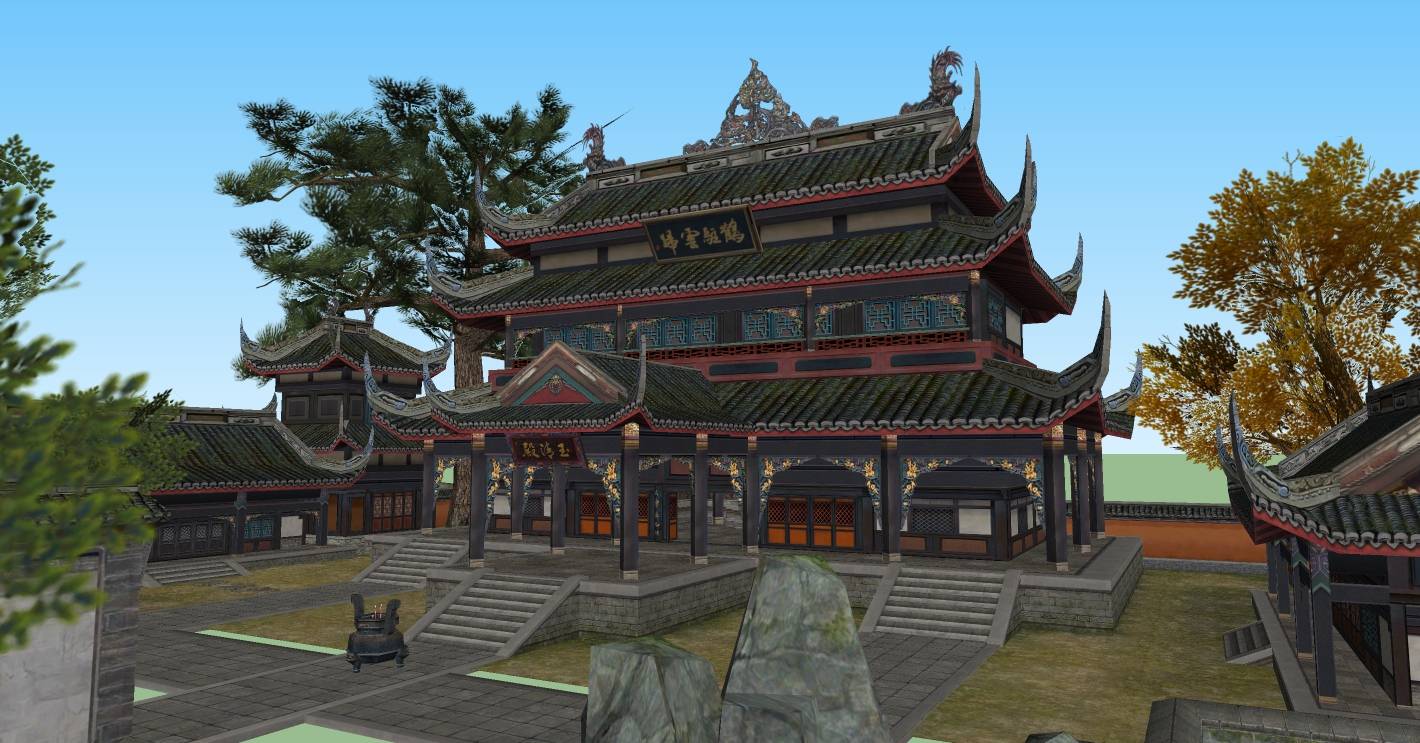 游戏场景-古建su模型下载