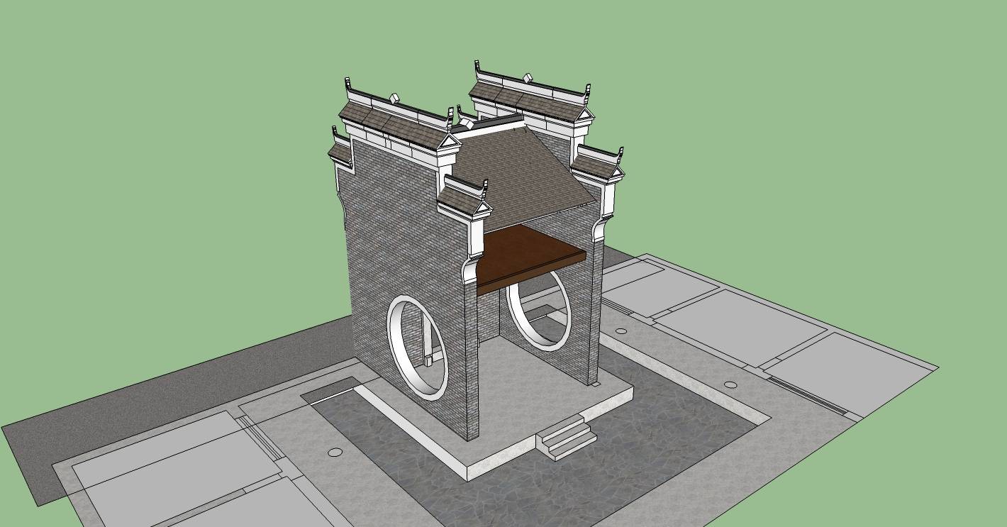 建筑构件-中式大门