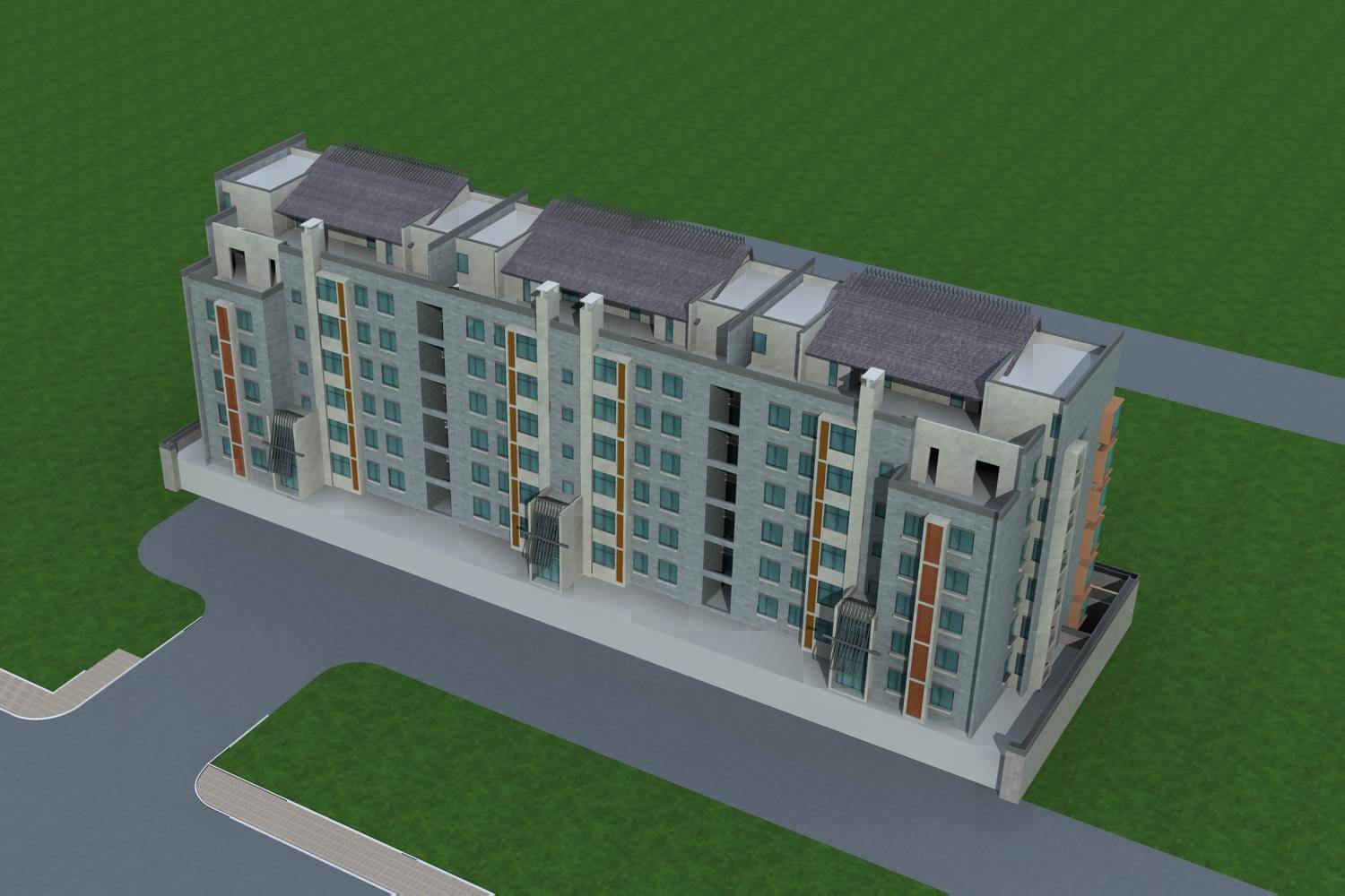 新中式多层住宅楼