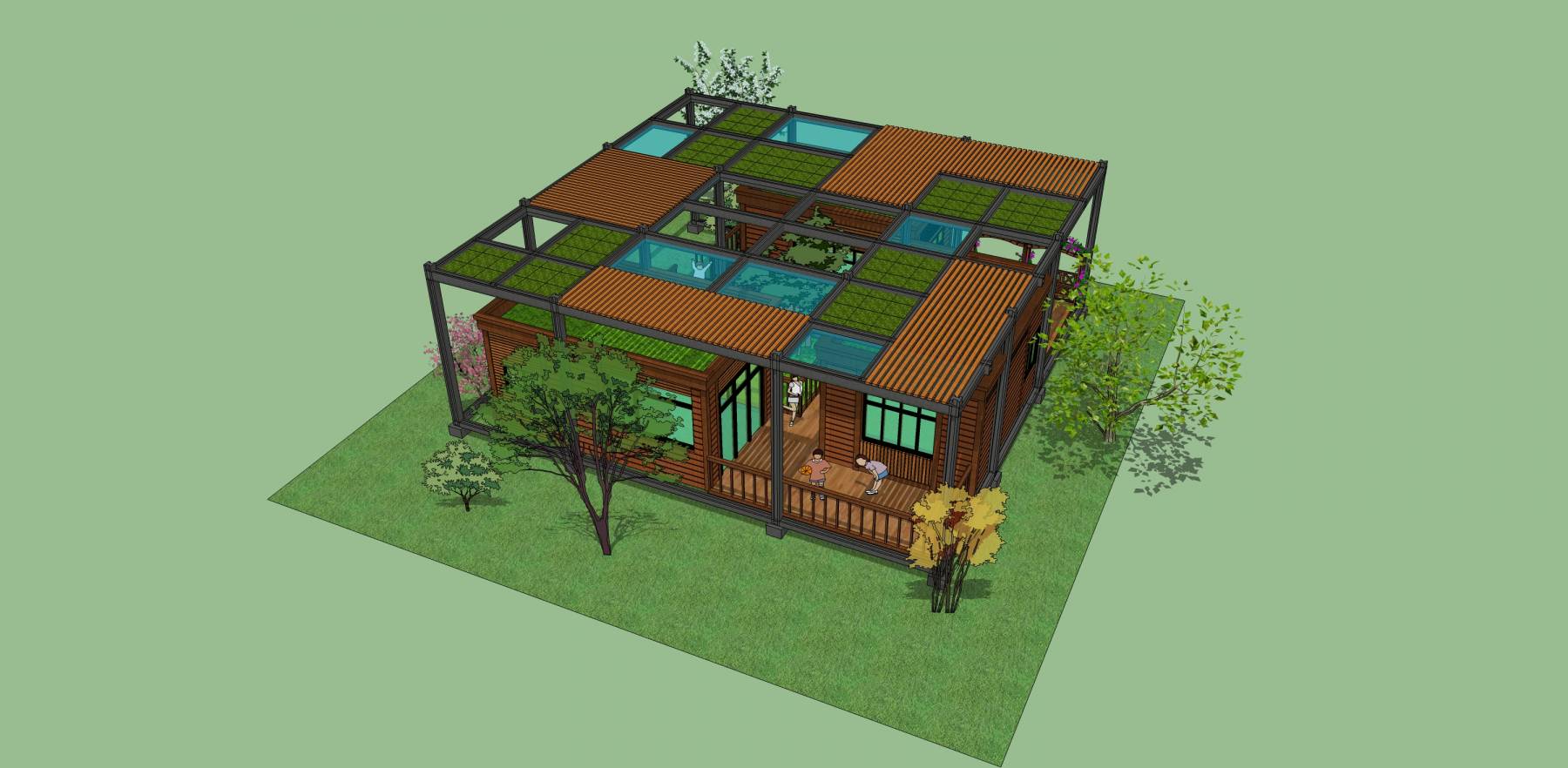 一个精致的钢结构农庄小屋