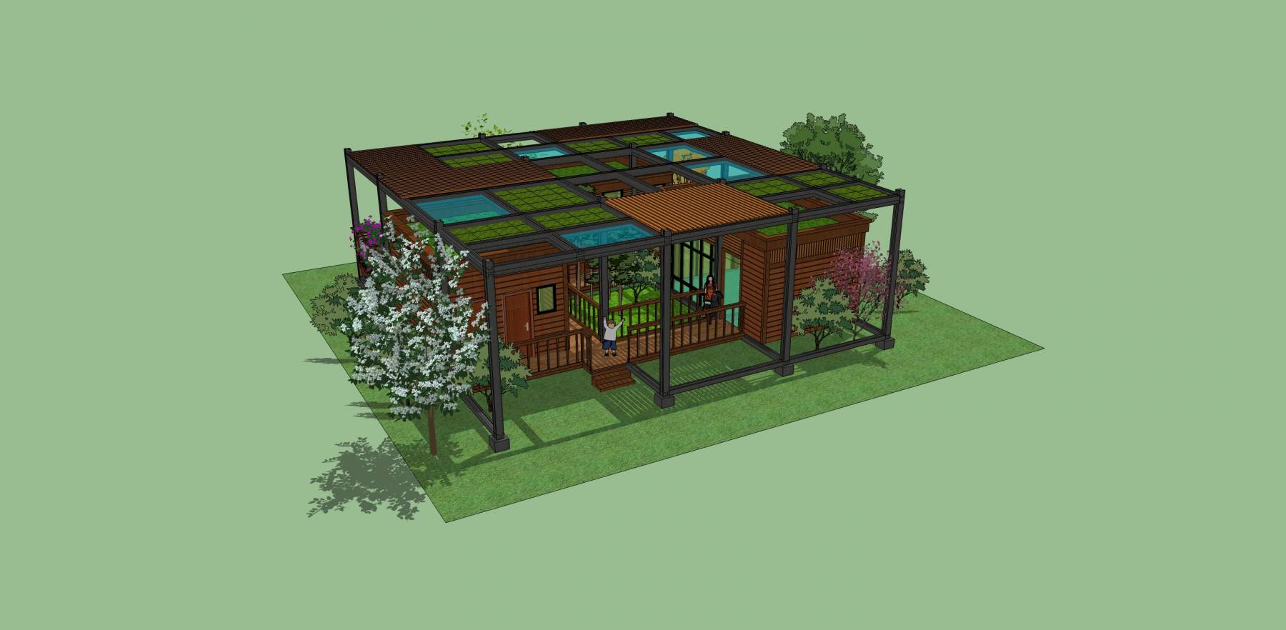 一个精致的钢结构农庄小屋