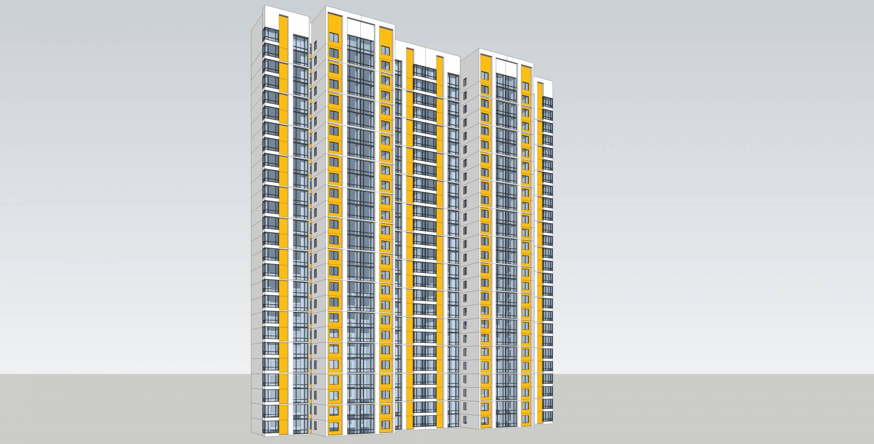 住宅楼（两梯四户）模型五