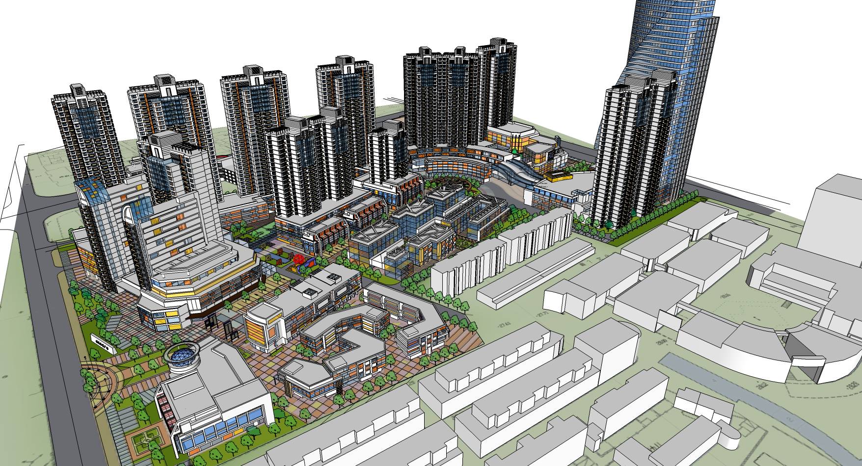 大型完整城市中心综合体商业中心设计