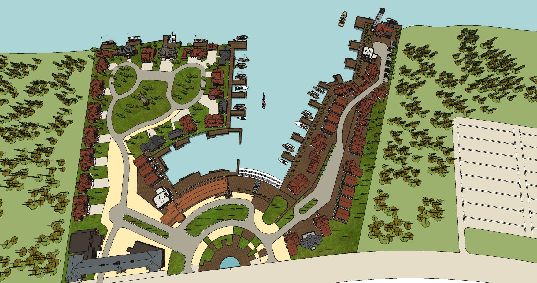 鱼人码头规划及建筑设计精细完整模型