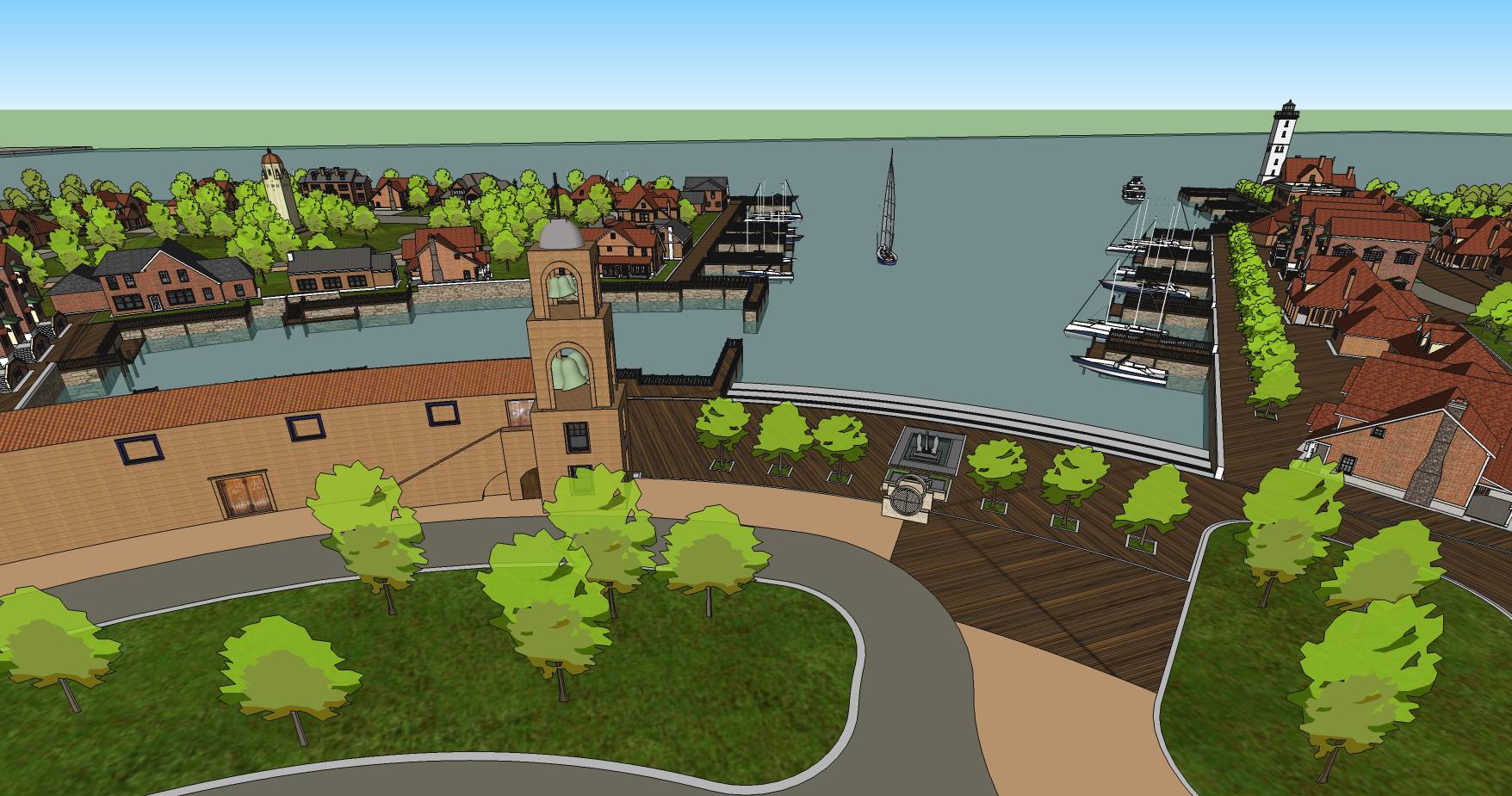 鱼人码头规划及建筑设计精细完整模型